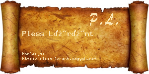 Pless Lóránt névjegykártya