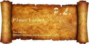 Pless Lóránt névjegykártya