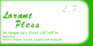 lorant pless business card